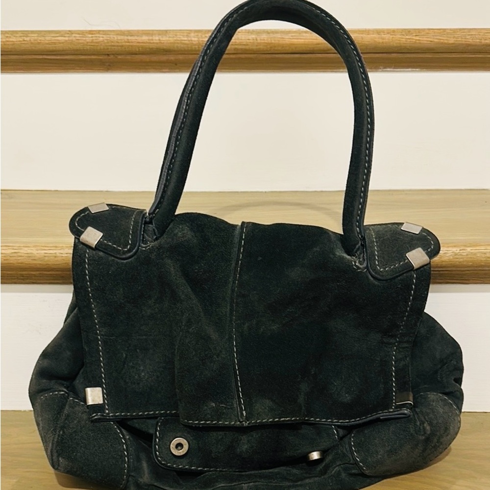 Sonia Rykiel Elegant Sage Green Suede Handbag